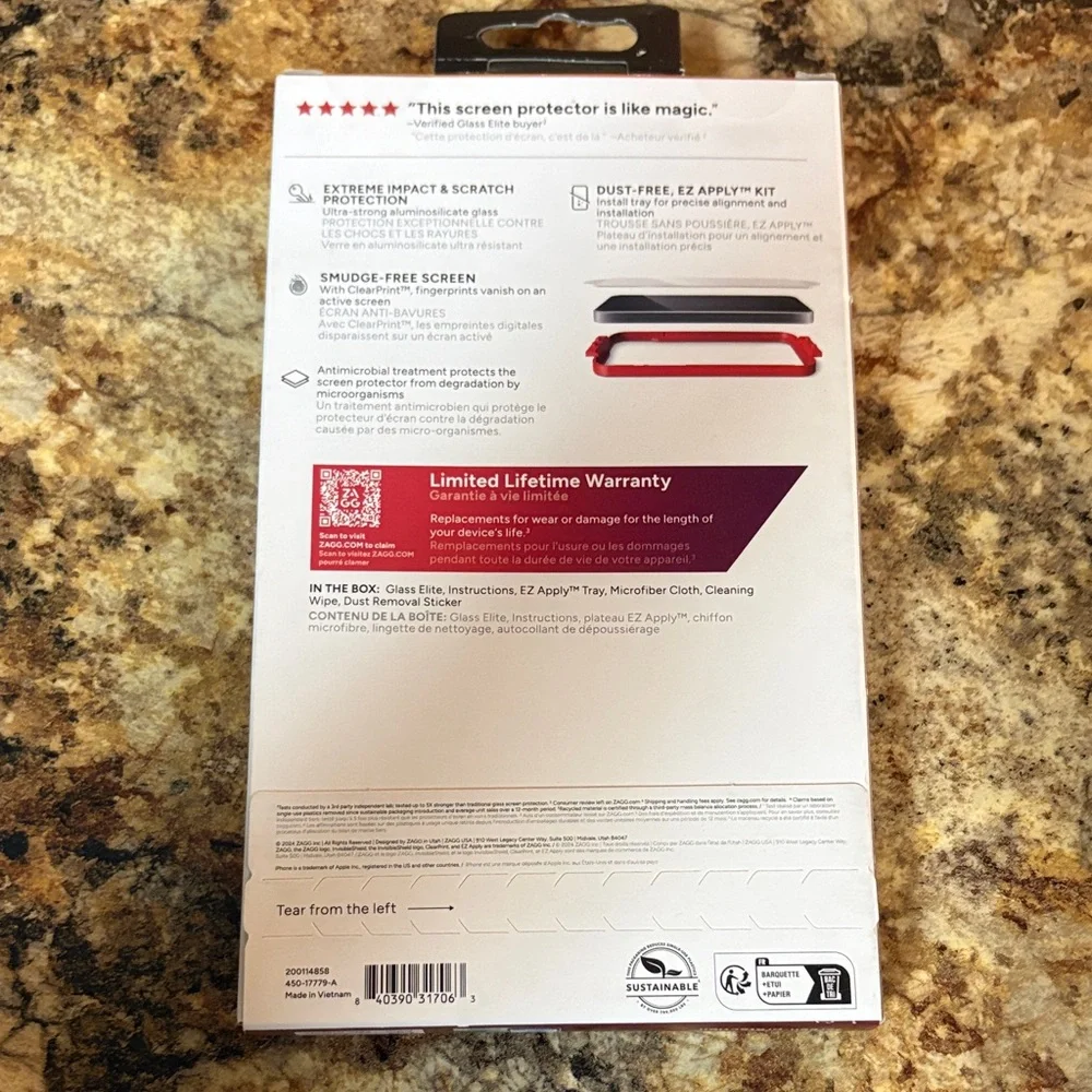 InvisibleShield Glass Elite Screen Protector for iPhone 6.1 “ 2024 - 5x stronger